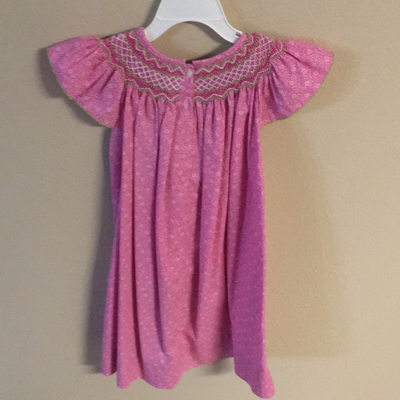 Pink Smocked Smocking Le’Za Me Floral Dress 4T - Picture 4 of 4